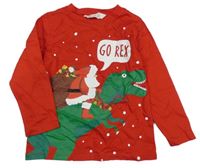Červené triko s dinem a Santou H&M