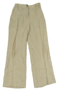 Světlebéžové lněné kalhoty 