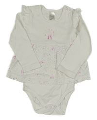 Bílé body s našitou tunikou a obrázky 