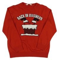 Červený lehký svetr s obrázkem H&M