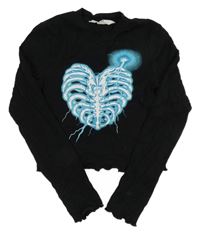 Černé crop triko s kostmi H&M