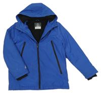 Modrá šusťáková zateplená bunda s kapucí George