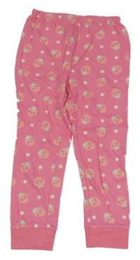 Růžové pyžamové kalhoty s jahodami 