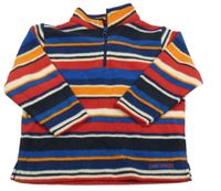 Červeno-modro-oranžová pruhovaná fleecová mikina Rebel