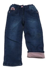 Tmavomodré podšité skinny rifle s výšivkou Pocopiano