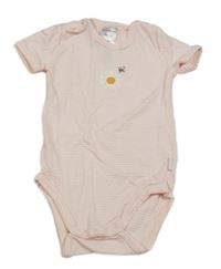 Růžovo-bílé pruhované body s květinou 