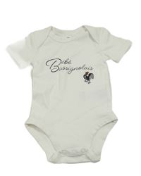 Bílé body s nápisem a kohoutem 