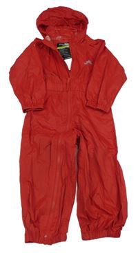Červená šusťáková nepromokavá kombinéza s kapucí Trespass