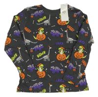 Nové - tmavošedé pyžamové triko s dinosaury a dýněmi Primark