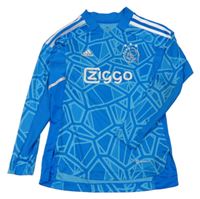 Modré vzorované fotbalové funkční tričko s logem Adidas