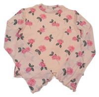 Růžová šifonová crop květovaná halenka River Island