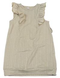 Béžové vzorované šaty s volánky Shein
