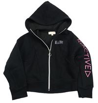 Černá propínací crop mikina s nápisy a kapucí River Island