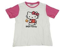 Bílo-růžové tričko s Hello Kitty 