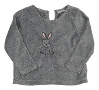 Šedá melírovaná plyšová mikina s králíkem Impidimpi