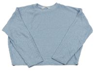 Světlemodrý žebrovaný úpletový crop svetr H&M