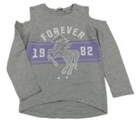 Šedo-lila mikinotriko s holými rameny a jednorožcem Pep&Co