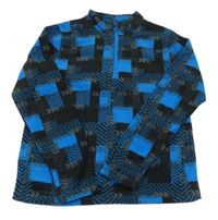 Tmavošedo-černo-modrá vzorovaná fleecová funkční mikina Crivit