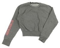 Šedá třpytivá crop mikina s nápisem Decathlon