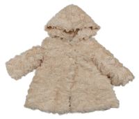 Světlerůžový kožešinový podšitý kabátek s 3D květy 