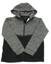 Šedo-černá melírovaná propínací sportovní mikina s kapucí Primark