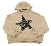 Béžová mikina s hvězdou a kapucí Next