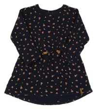 Tmavomodré květované teplákové šaty Topolino