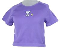 Dámské fialové žebrované crop tričko se Snoopym 