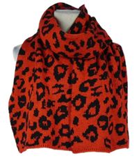 Dámská červeno-černá vzorovaná šála 