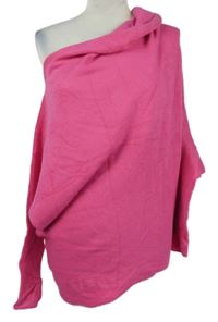 Dámská zářivě růžová svetrová asymetriká tunika 