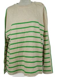 Nové - Dámská béžovo-zelená pruhovaná mikina Next 