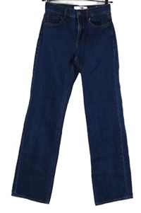 Dámské tmavomodré široké rifle Stradivarius vel. 32