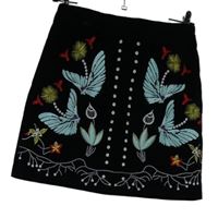 Dámská černá sametová sukně s výšivkami Red Chilli