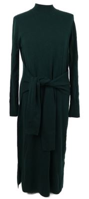 Nové - Dámské tmavozelené svetrové vlněné midi šaty se zavazováním Hobbs 