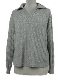 Dámský šedý melírovaný žebrovaný úpletový svetr s límečkem Shein 