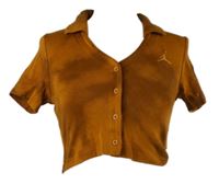 Dámské skořicové propínací crop tričko s límečkem Nike Jordan