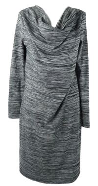 Dámské šedo-černé melírované úpletové šaty s vodou M&S