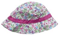 Bílo-růžový květovaný klobouk Pusblu
