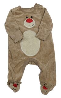 Béžový sametový overal se sobem tu