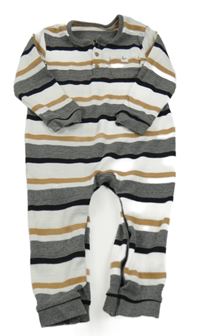 Bílo-šedo-béžový pruhovaný overal George