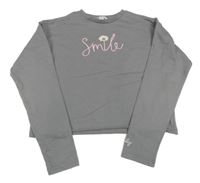 Šedá crop mikina s nápisem Primark