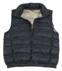 Tmavomodrá šusťáková prošívaná zatelená vesta Zara