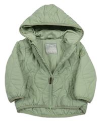 Světlezelená šusťáková prošívaná zateplená bunda s kapucí Topomini
