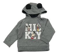 Šedá mikina s Mickey Mousem a kapucí Disney