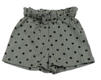 Černo-bílé puntíkaté plátěné kraťasy George