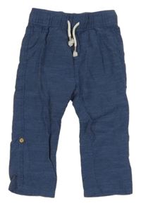 Tmavomodré melírované plátěné roll-up kalhoty Topomini