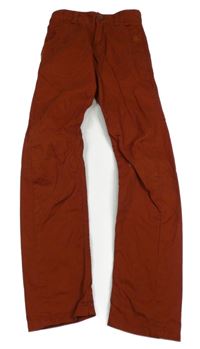 Rezavé plátěné chino kalhoty Next