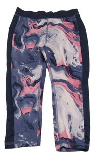 Tmavomodro-fialovo-růžové sportovní capri legíny 