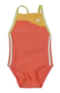 Růžovo-oranžové plavky s logem Adidas