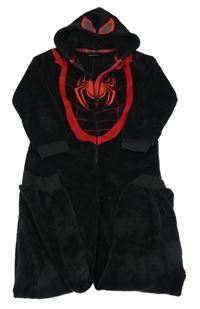 Černá chlupatá kombinéza se Spidermanem a kapucí Marvel
